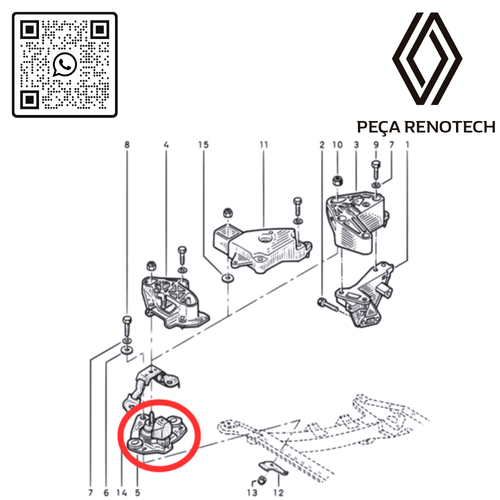 RN 277791-I 8200277791 COXIM DO MOTOR DIR. SCEMEG I 1.6 16V K4M2.0 16V F4R -3 FUROS- 2